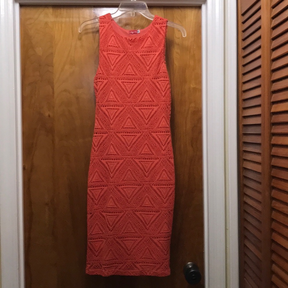 Bright orange fitted dress